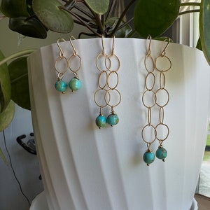 Turquoise Dangle Earrings – 14K Gold Filled | Choose 1&quot;, 2&quot;, or 2.5&quot; Length | Handmade Gemstone drop earrings, Kingman Turquoise Earrings