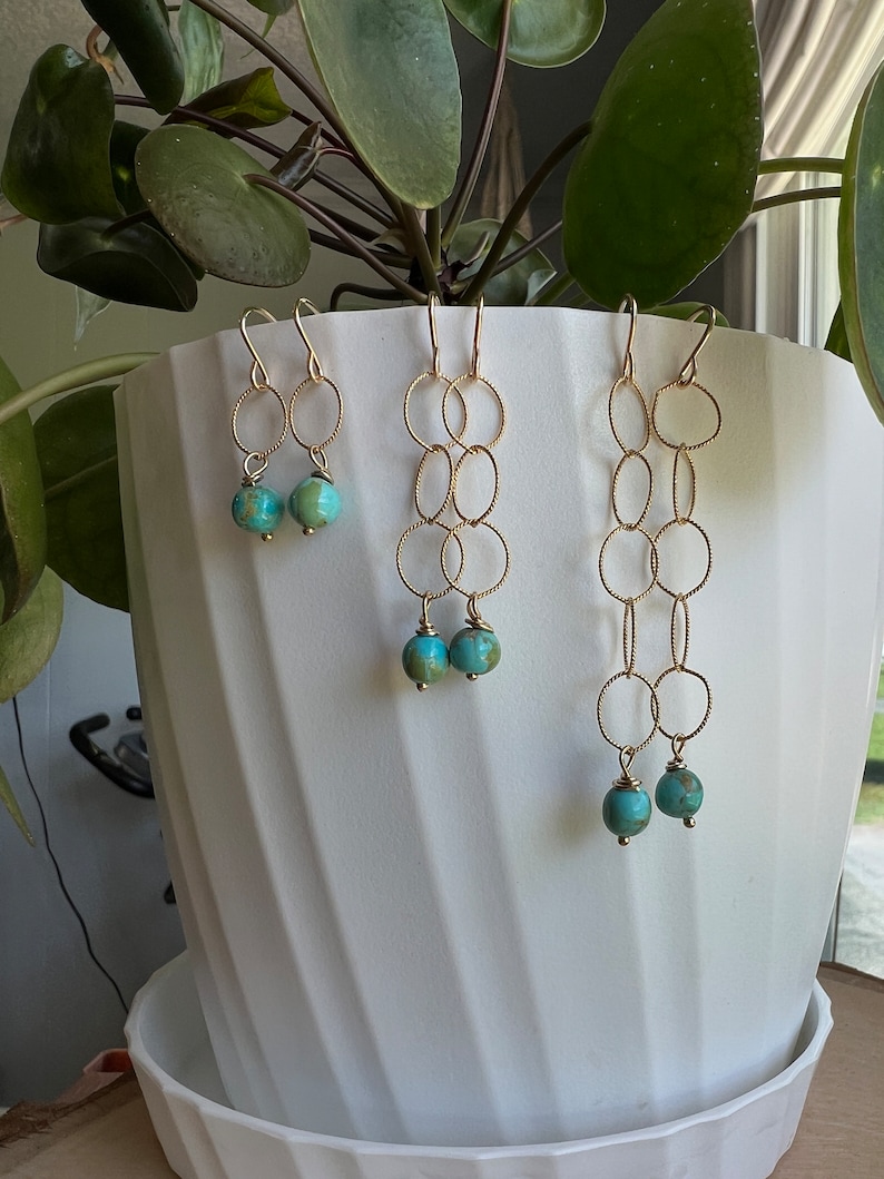 Kingman Turquoise Dangle Earrings – 14K Gold Filled, Handmade