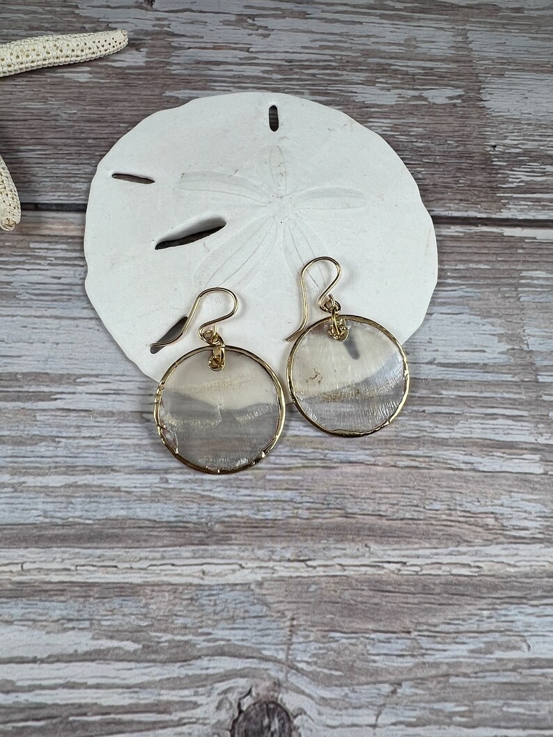 Capiz Shell Earrings, Small Shell Jewelry, Natural Shell Earrings image 7