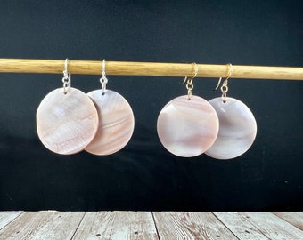 Pink Shell Earrings, Shell Jewelry, Natural Shell Earrings, Mother of Pearl