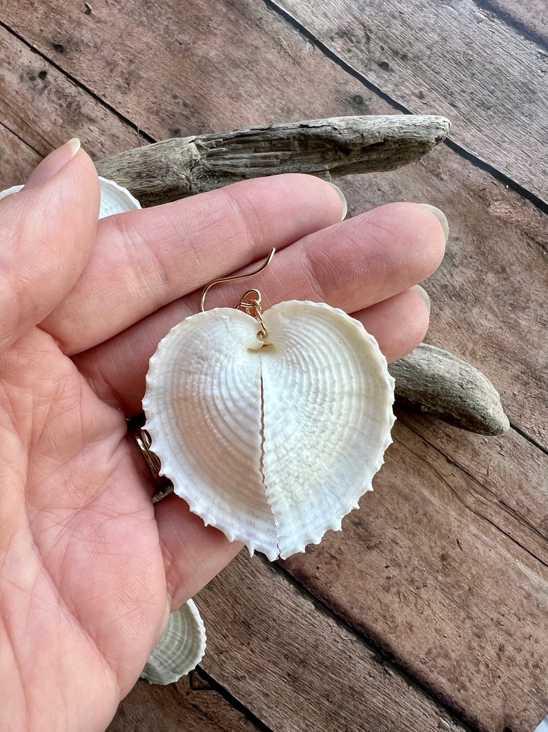 Heart Shell Earrings, Heart Cockle Shell Earrings, Bridal Jewelry, Bridal Gifts image 8