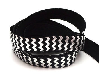 Elastique plat noir chevrons 15 mm