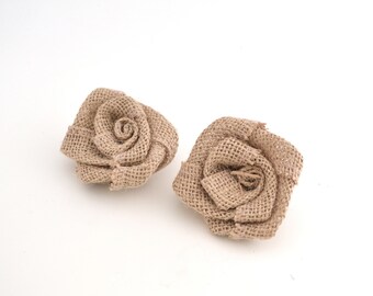 2 Fleurs en jute à coudre ou à coller 6,5 cm