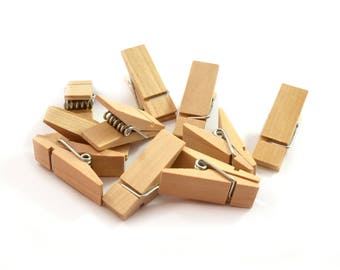 10 clothespins natural wooden 35 mm