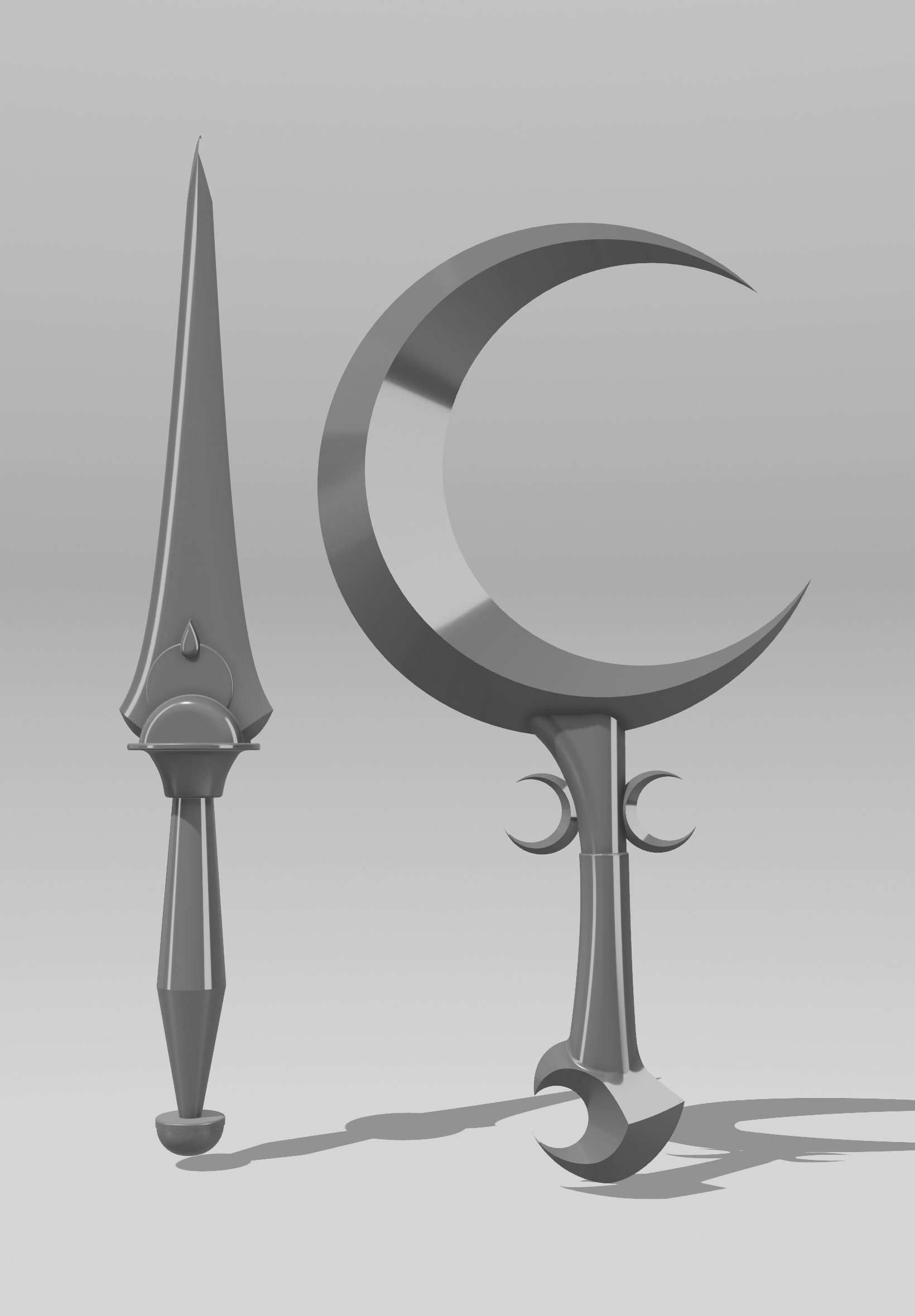 STL file Hades 2 Melinoe dagger and a crescent-shaped scythe