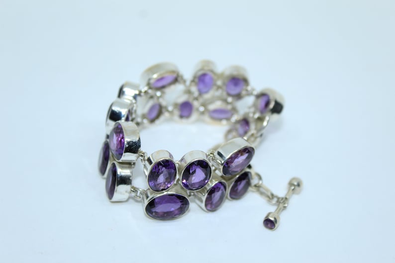 cut amethyst bracelet amethyst bracelet-amethyst silver bracelet-amethyst stone bracelet birth stone bracelet