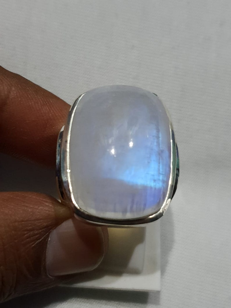 Rainbow moonstone rings-moonstone silver rings-white moonstone rings-blue fire moonstone rings