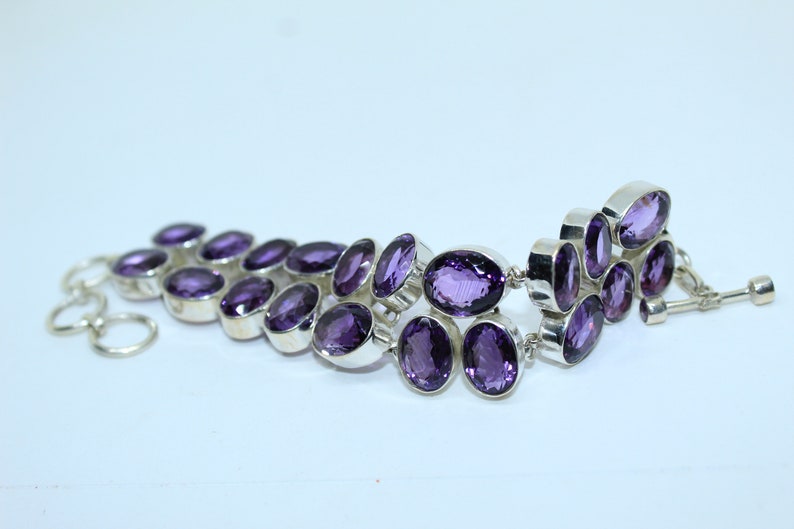 cut amethyst bracelet amethyst bracelet-amethyst silver bracelet-amethyst stone bracelet birth stone bracelet