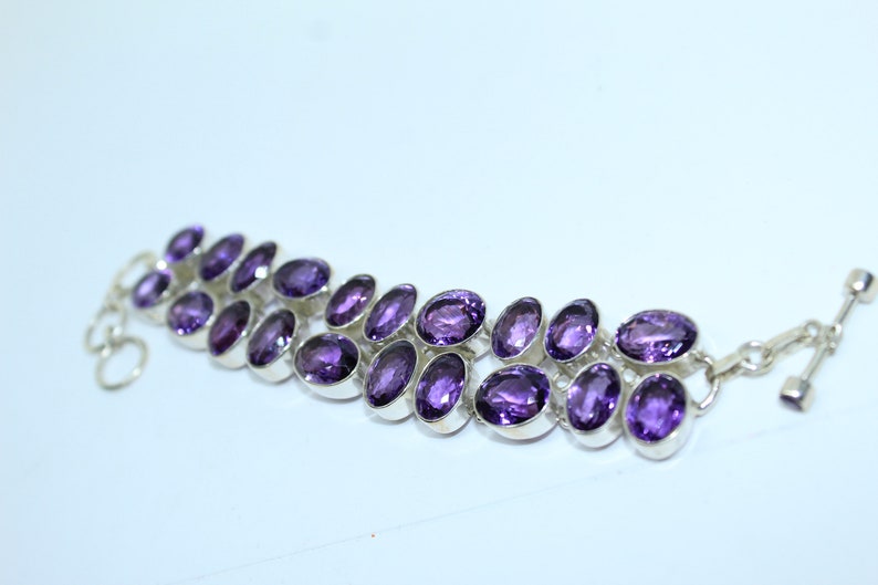 cut amethyst bracelet amethyst bracelet-amethyst silver bracelet-amethyst stone bracelet birth stone bracelet