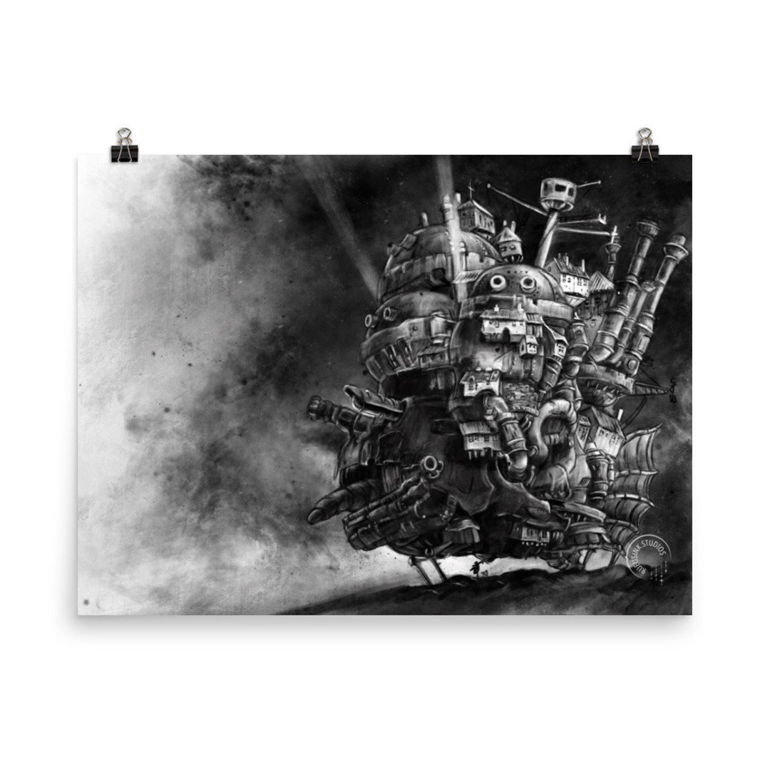 Howls Moving Castle | Calcifer | Howls Castle | Charcoal Art | Moody ...