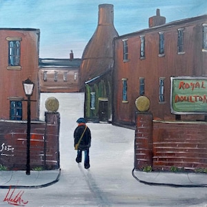 BRAND NEW Original Oil Painting Art On Board Signed Unique Collectable Royal Doulton Vintage Street Scene Direct From The Artist
