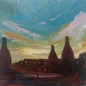 BRAND NEW Original Oil Painting Art On Board Signed Unique Collectable Potteries Scene Direct From The Artist
