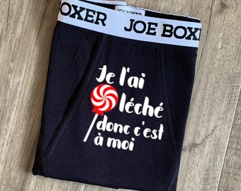 Valentines Gift for men,  "I Licked it so it's mine" Boxer Briefs, written in French, Funny gift for Husband or Boyfriend