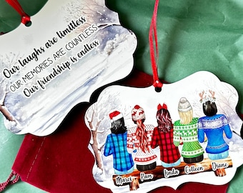 Personalised Best Friends Ornament, Laughs are Limitless, Girls gift with Friends,  custom Christmas tree decoration