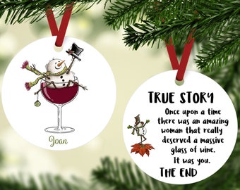 Personalized gift for friends, Best Friend Christmas Tree Ornament, Gift for Friend, Christmas, Customized gift snowman and wine 2025