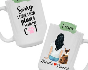 Cat Lovers Gift, Cat Mug, I have plans with my Cat, water bottle, tumbler. New cat gift, man and his cat, Girl and her cat, Cat lady