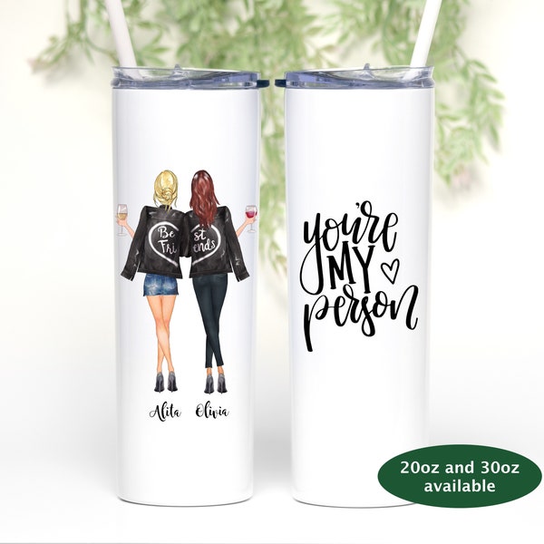 Best Friend Gift,  Personalized Tumbler, You're My Person, Big Sister Little Sister, Soul Sister, 20oz 30oz Friends tumbler with Straw