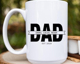 Personalized Father’s Day Mug – Custom "DAD" Mug with Children's Names  – Gift for Dad, Daddy, Papa
