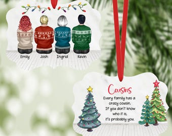 Personalised Cousin Christmas Ornament, Family Gift for cousins