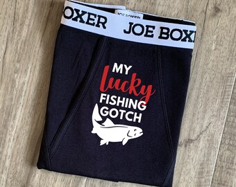 Valentines Fishing Gift for Him, Custom Boxer briefs, Lucky Fishing gotch, gitch, Sexy funny lucky underwear for Fisherman