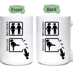 Regalo de divorcio o ruptura para ella, Taza Problema Resuelto Vertical