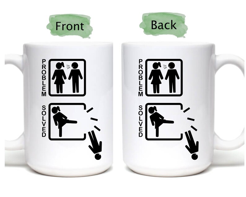 Regalo de divorcio o ruptura para ella, Taza Problema Resuelto Vertical