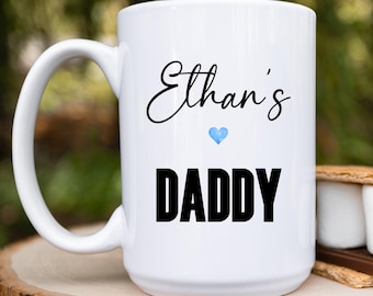 Personalized Father’s Day Coffee Mug – Custom Child’s Name with Bold “DADDY” Design