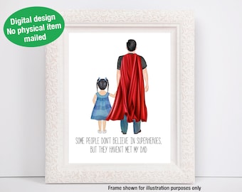 Custom art for Father's Day, Dad, digital artwork, Superhero, Card