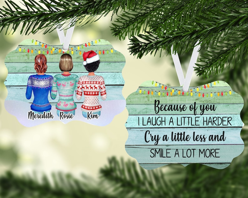 Personalised Best Friends Ornament, Multiple Friends, girls gift, custom Christmas tree ornament for BFFs and Besties image 2