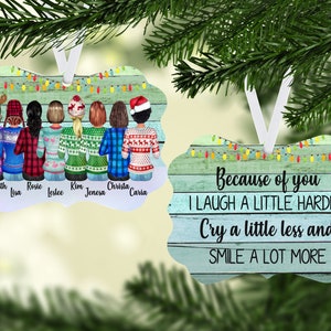 Personalised Best Friends Ornament, Multiple Friends, girls gift, custom Christmas tree ornament for BFFs and Besties image 1