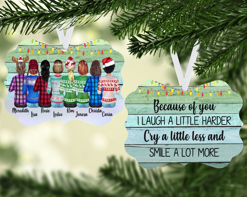 Personalised Best Friends Ornament, Multiple Friends, girls gift, custom Christmas tree ornament for BFFs and Besties image 1