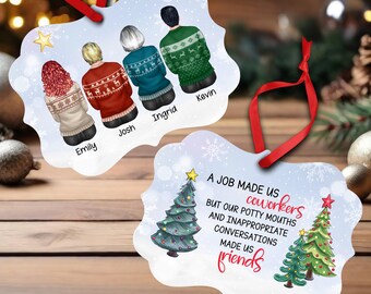 Funny Personalized Coworker Ornament • Custom Office Gift • Work Besties Christmas Ornament • Secret Santa Gift for Team