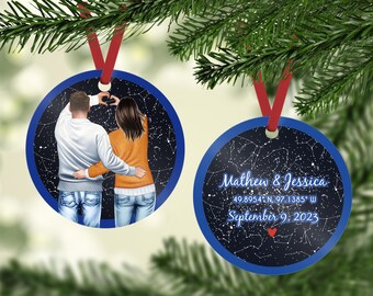 Custom Couple Star Map Ornament - Personalized Night Sky, Special Date, Romantic Gift, Anniversary, Valentine's, Wedding Keepsake 2025