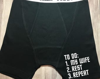 Valentine Gift for Him, Personalised "To do List" on Boxers with your name, Birthday Anniversary underwear gift for husband or boyfriend