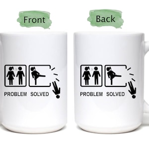 Regalo de divorcio o ruptura para ella, Taza Problema Resuelto Horizontal