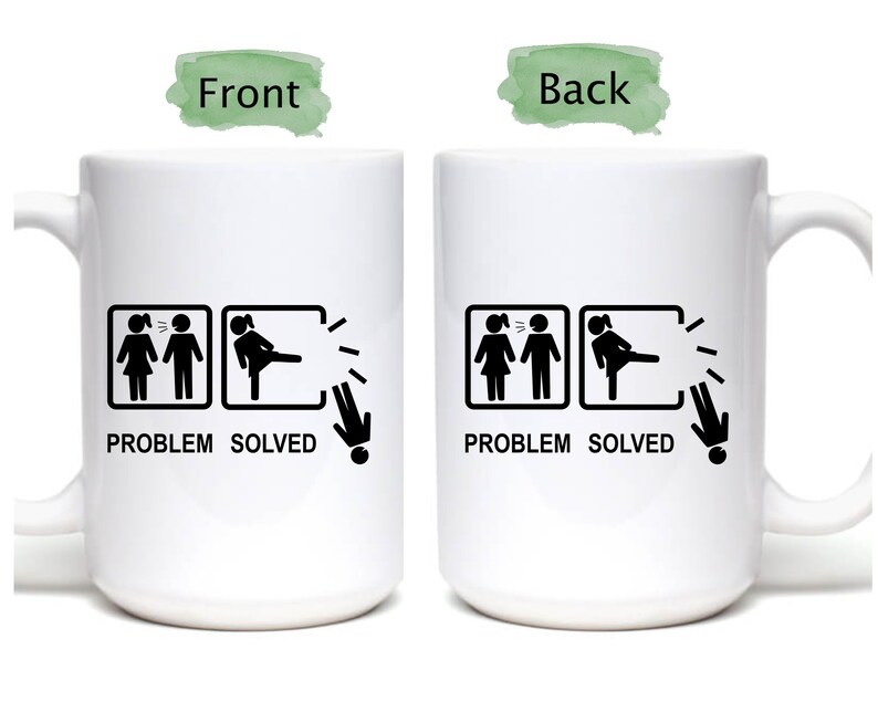 Regalo de divorcio o ruptura para ella, Taza Problema Resuelto Horizontal