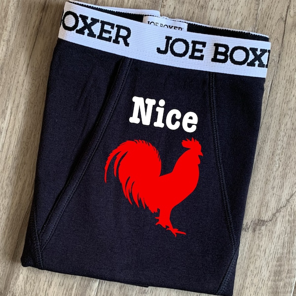 Valentines Gift for Him Nice Cock, Boxer Briefs, Funny Sexy present for Husband or Boyfriend. Birthday or Anniversary