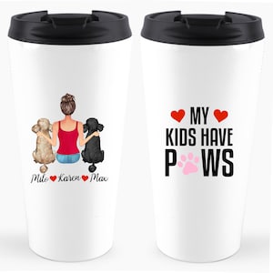 Pet Lovers Gift, Dog Mug, Cat Mug, My kids have paws Mug, water bottle, tumbler. Girl and her pet, man and his dog