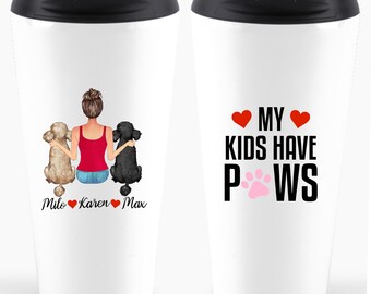 Pet Lovers Gift, Dog Mug, Cat Mug, My kids have paws Mug, water bottle, tumbler. Girl and her pet, man and his dog