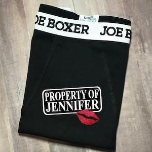 Valentine Gift for Him, Property of Boxers, Anniversary or Birthday Gift, Groom Gift, Custom boxers Husband or boyfriend present
