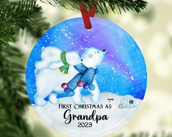 New Grandpa 1st Christmas Ornament 2023, First Year as Grandfather or Grampa, Gramps, 2023 Christmas Ornament, unique pregnancy announcement