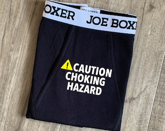 Mens custom boxer briefs, Caution Choking Hazard