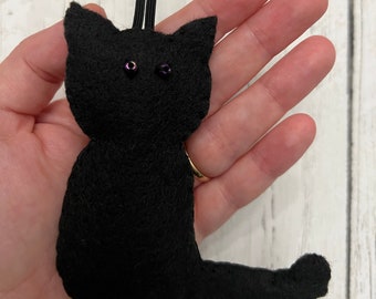 Black cat, felt black cat, cat ornament, Christmas ornament,Halloween ornament, decoration