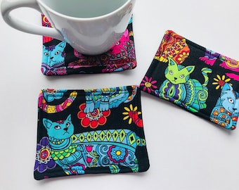 Cat coaster, cat mug rug