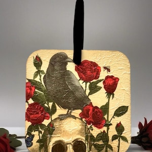 Crow ornament, crow decor, crow, 5 inch crow, magic, good luck gift, witch gift, witchy, Halloween decor, Halloween, dark Christmas