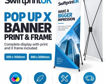 Custom Printed Pop-Up Banner Stand – Portable Exhibition Display with Carry Case for Business & Events