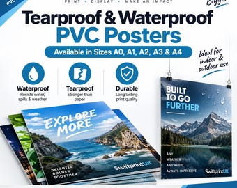 Premium Tearproof PVC Poster Printing – Waterproof Outdoor & Window Display Prints A0, A1, A2, A3, A4