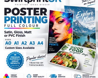 Premium Poster Printing – Personalised Photo, Artwork & Business Posters in Gloss, Satin or Matte in A0, A1, A2, A3, A4