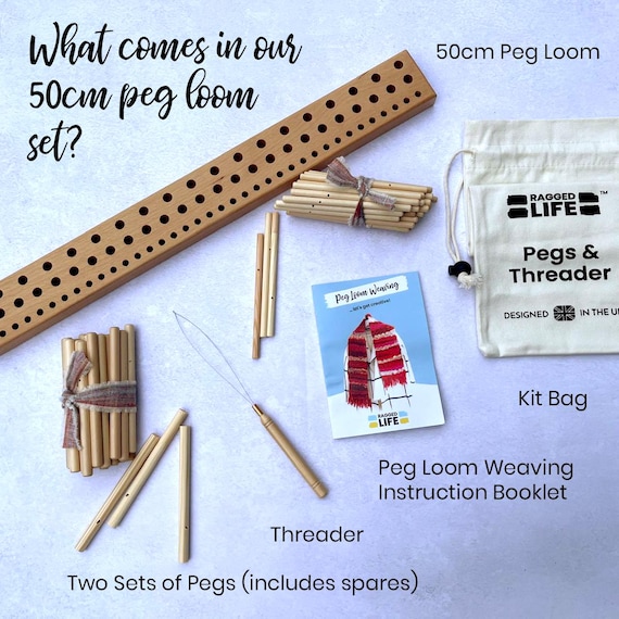 50cm Peg Loom Weaving Kit: Beginner Rug, Scarf, Cushion DIY