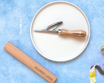 Rag Rug Tool Set – Wooden Cutting Gauge & Spring Tool Bodger